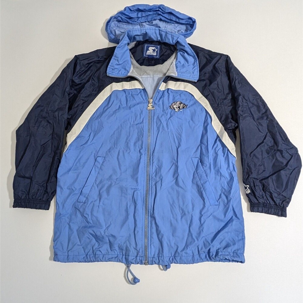 Vintage UNC Starter Jacket North Carolina Tar Heels Nylon Zip Mens XL Hood